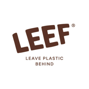 Logo Leef, leave plastic behind. dunkelbraun